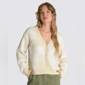 Vans Winter Checker Relaxed Cardigan In Turtledove - Size XL - NWT